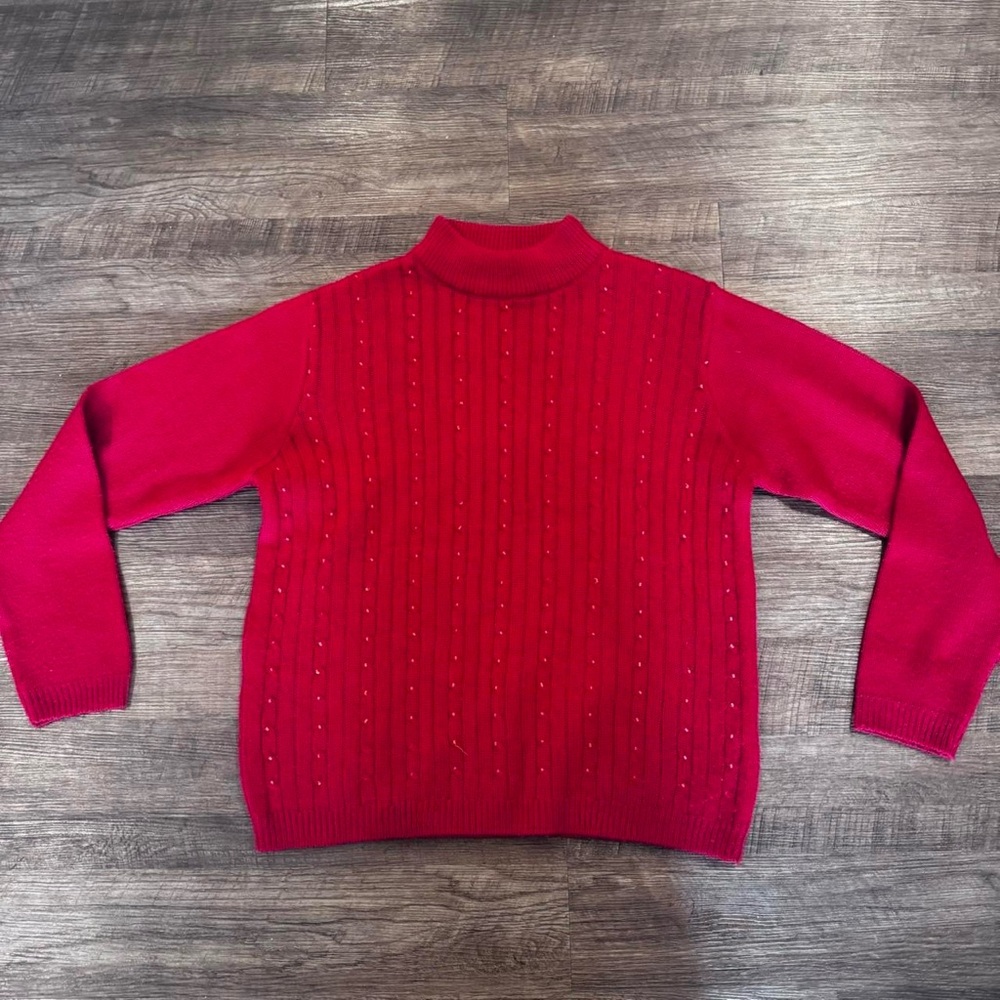 Haband Bright Red Knit Sweater
